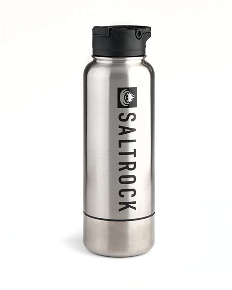 4G steel water bottle in silver .